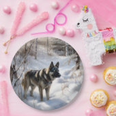 Norwegischer Elkhound lassen es Weihnachten schnei Pappteller (Party)