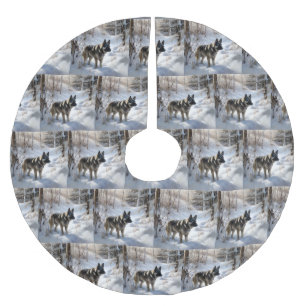 Norwegischer Elkhound lassen es Weihnachten schnei Polyester Weihnachtsbaumdecke