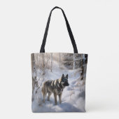Norwegischer Elkhound lassen es Weihnachten schnei Tasche (Rückseite)