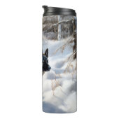 Norwegischer Elkhound lassen es Weihnachten schnei Thermosbecher (Nach rechts gedreht)