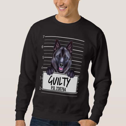 Norwegischer Elkhound Mugshot Guilty Dog Sweatshirt (Vorderseite)