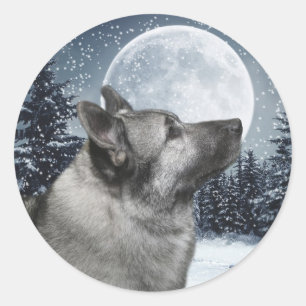Norwegischer Elkhound-Sticker Runder Aufkleber
