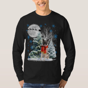 Norwegischer Elkhound unter Mondlicht Schneeschaue T-Shirt