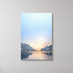 Norwegischer Fjord im Foto Winterlandschaft Leinwanddruck