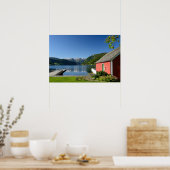 Norwegischer Fjordblick und Bootshaus Poster (Küche)