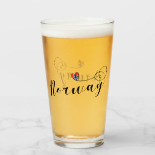 Norwegischer Flaggen-Herz-Entwurf, Norwegen Glas