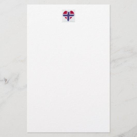 Norwegischer Flaggen-Herz-Kreuz-StichNordic Briefpapier (Vorderseite)