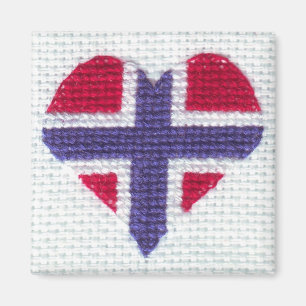 Norwegischer Flaggen-Herz-Kreuz-StichNordic Magnet
