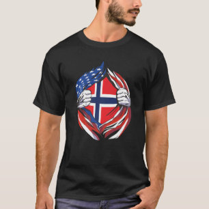 Norwegischer Flaggenamerikanischer Stolz auf meine T-Shirt