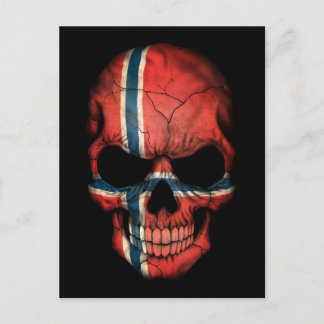Norwegischer Flaggenschädel in Schwarz Postkarte