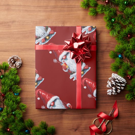 Norwegischer Gnome mit Cranberry Juice Cocktail Geschenkpapier (Feiertagsgeschenk)