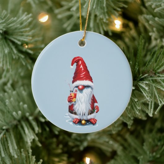 Norwegischer Gnome mit Cranberry Juice Cocktail Keramik Ornament (Baum)