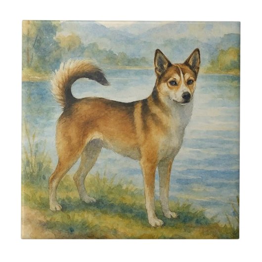 Norwegischer Lundehund Fliese (Vorderseite)