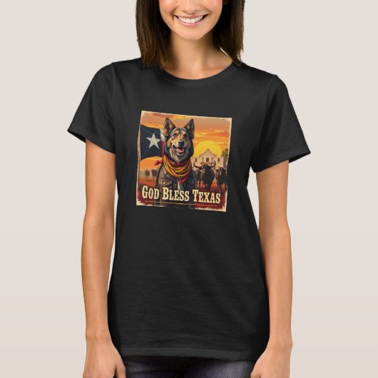 Norwegischer Lundehund Gott segne Texas T-Shirt (Vorderseite)