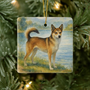 Norwegischer Lundehund Keramikornament