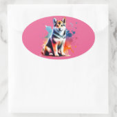 Norwegischer Lundehund Ovaler Aufkleber (Tasche)