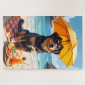 Norwegischer Lundehund Strand Szene Puzzle (Horizontal)