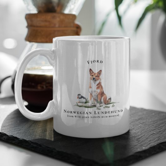 Norwegischer Lundehund-Wasserfarbhund | Monogramm Kaffeetasse