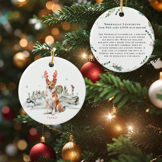 Norwegischer Lundehund-Wasserfarbhund | Monogramm Keramik Ornament