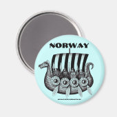 Norwegischer Magnet mit Wikings in Drekar-Tinte (Vorderseite/Rückseite)