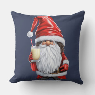 Norwegischer Nisse-Gnom Gonk hält ein Glas Eierpun Kissen