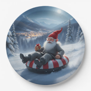 Norwegischer Nisse Schlittenfahren, Papierplatten Pappteller