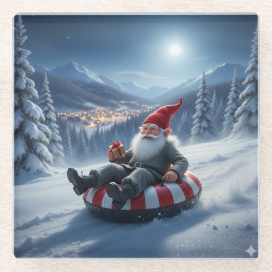 Norwegischer Nisse Schlittenfahren, Untersetzer (Vorderseite)