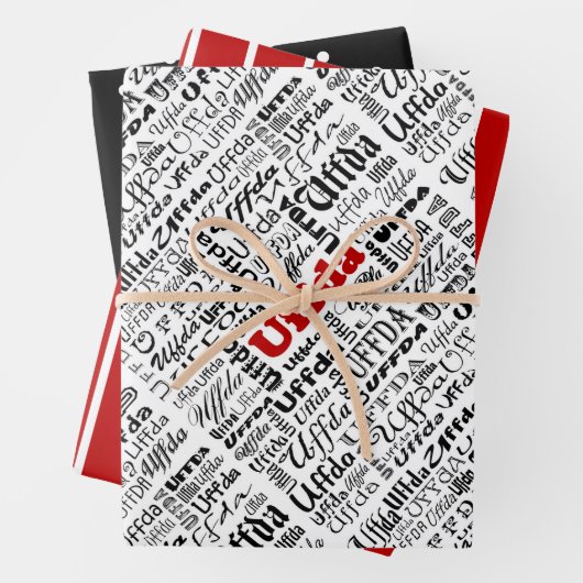 Norwegischer Roter Streifen Schwarz & Weiße Punkte Geschenkpapier Set (Beispiel)