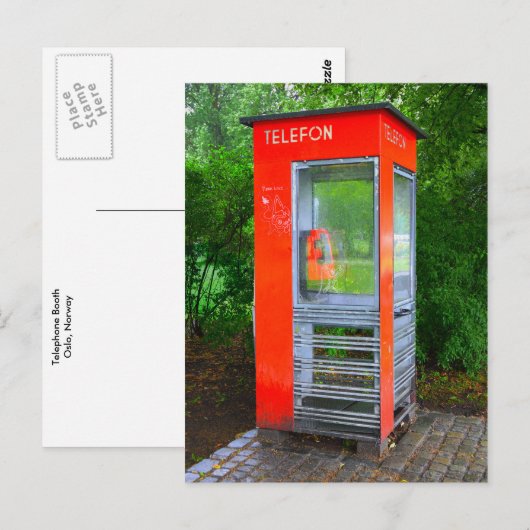 Norwegischer Telefonkabine Postkarte (Vorne/Hinten)
