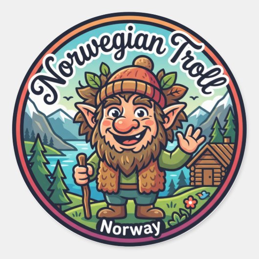 Norwegischer Troll-Folklore Norwegen Runder Aufkleber (Vorderseite)