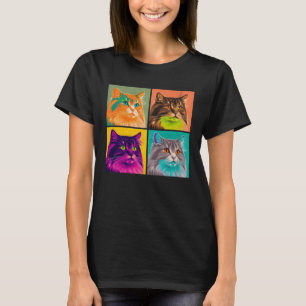 Norwegischer Waldkatze Pop Illustration Farbe 1 T-Shirt