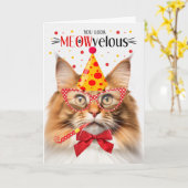 Norwegischer Waldkatze Roter MEOWvelous Birthday Karte (Gelbe Blume)