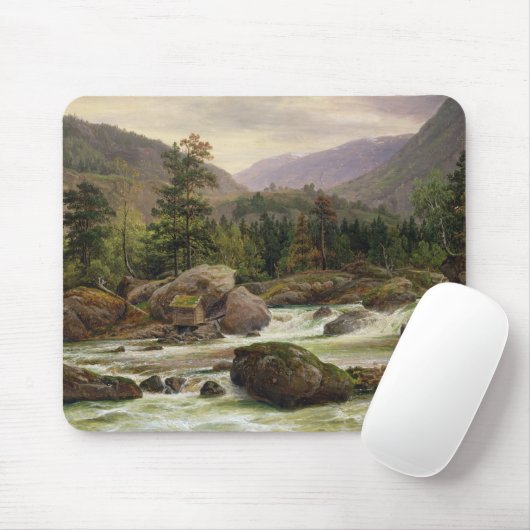 Norwegischer Wasserfall, 1840 Mousepad (Mit Mouse)