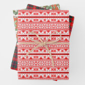 Norwegischer Weihnachtssüßer Roter Karierter Schne Geschenkpapier Set (Beispiel)