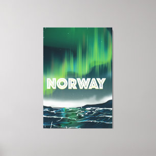 Norwegisches Aurora Northern Lights Travel Poster Leinwanddruck