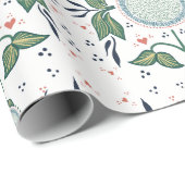 Norwegisches Blumenpapier Geschenkpapier (Rolleneckpunkt)