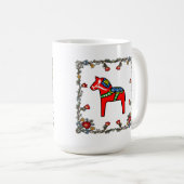 Norwegisches Bunad Floral mit Dala Pferd Kaffeetasse (VorderseiteRechts)