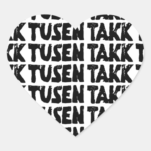 Norwegisches "Danke" Schwarz-Weiß-Lino-Schnitt Herz-Aufkleber (Vorderseite)