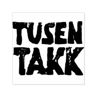 Norwegisches "Danke" Schwarz-Weiß-Lino-Schnitt Permastempel