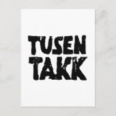 Norwegisches "Danke" Schwarz-Weiß-Lino-Schnitt Postkarte (Vorderseite)