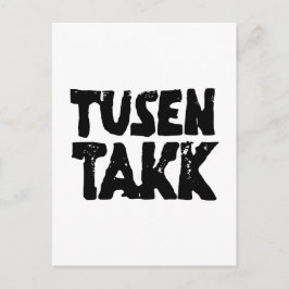 Norwegisches "Danke" Schwarz-Weiß-Lino-Schnitt Postkarte