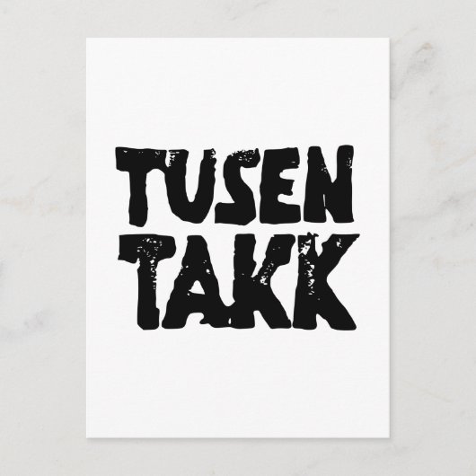 Norwegisches "Danke" Schwarz-Weiß-Lino-Schnitt Postkarte (Vorderseite)