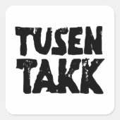 Norwegisches "Danke" Schwarz-Weiß-Lino-Schnitt Quadratischer Aufkleber (Vorderseite)