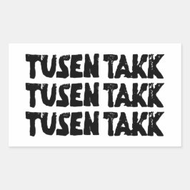 Norwegisches "Danke" Schwarz-Weiß-Lino-Schnitt Rechteckiger Aufkleber