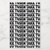 Norwegisches "Danke" Schwarz-Weiß-Lino-Schnitt Weinetikett (Einzelnes Label)