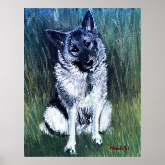 Norwegisches Elkhound-Dog-Portrait Poster (Vorne)