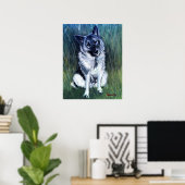Norwegisches Elkhound-Dog-Portrait Poster (Heimbüro)