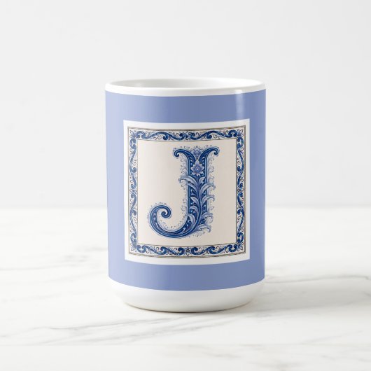 Norwegisches Erbe J Monogramm - Blau Kaffeetasse (Mittel)