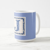 Norwegisches Erbe J Monogramm - Blau Kaffeetasse (VorderseiteRechts)