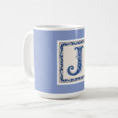 Norwegisches Erbe J Monogramm - Blau Kaffeetasse (Vorderseite Links)